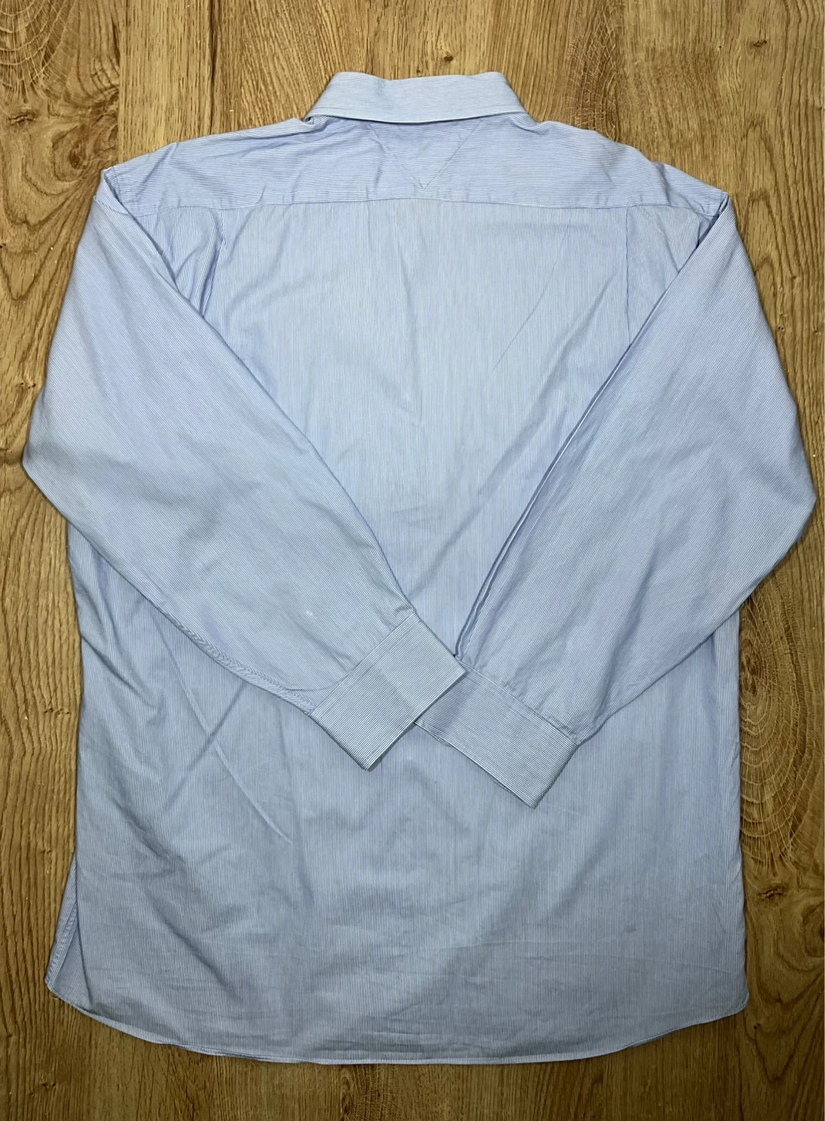Chemise Tommy Hilfiger Regular Fit 17.5 32-33 Preppy 100% Coton Rayée Bleu Ciel – photo 7